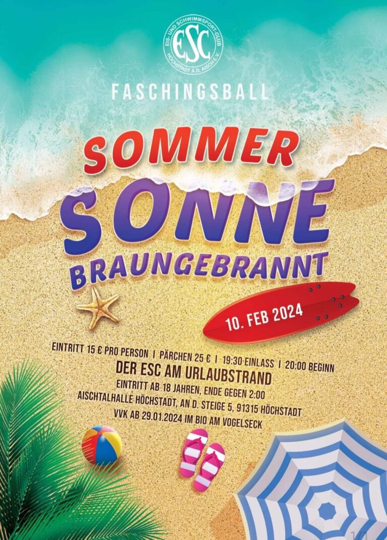 Faschingsball ESC Höchstadt 2024 Sommer Sonne braungebrannt