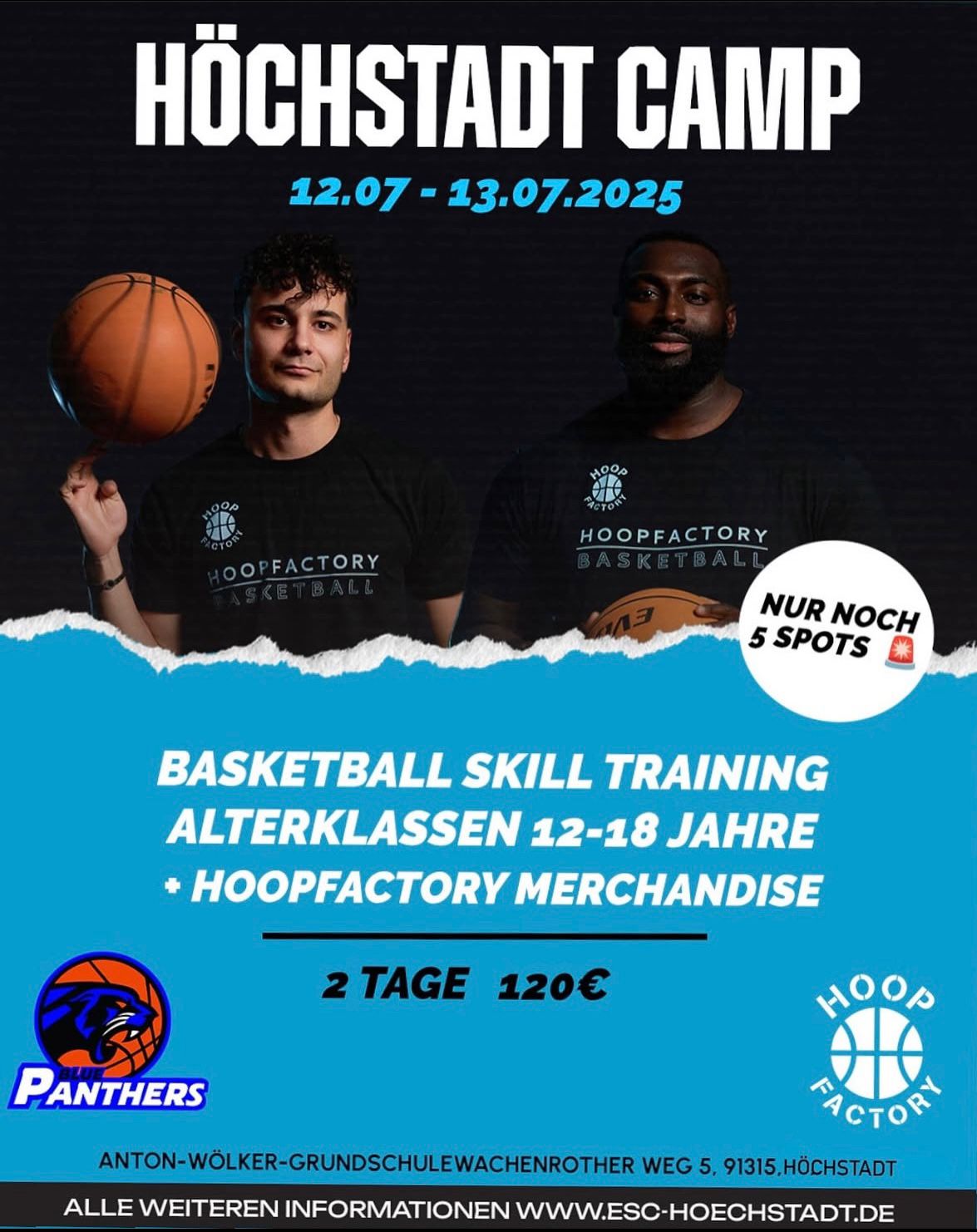 Flyer Baketball Camp Höchstadt Basketballspieler